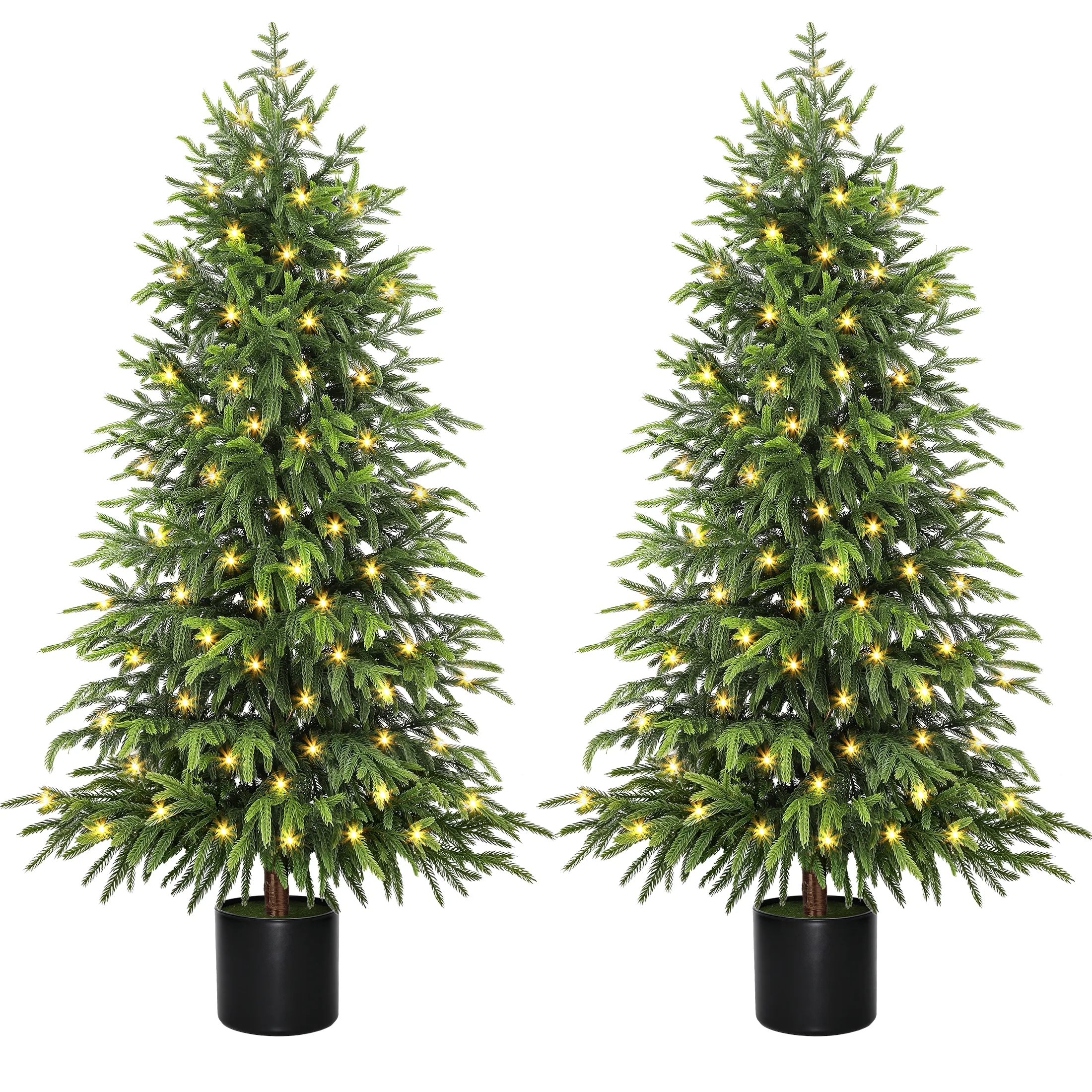 4 ft Artificial Norfolk Pine Christmas Tree, 2 Pack